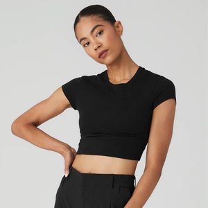 Alosoft Crop Finesse Short Sleeve  - Black